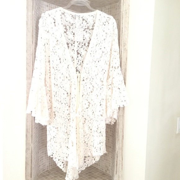 Free People Move Over Cotton Lace Kimono Rope - Picture 2 of 8